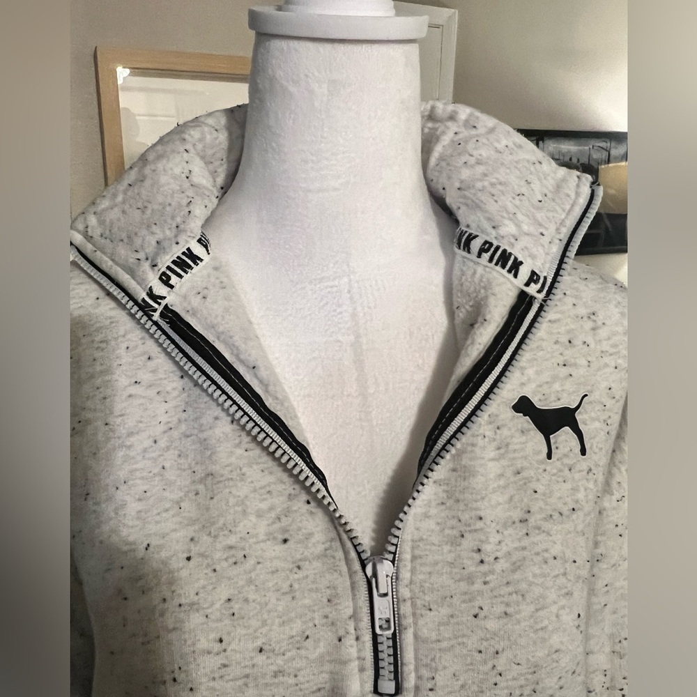 EUC VS Victorias Secret PINK Front Pocket Sweater Marled Grey XS oversized - Picture 5 of 7